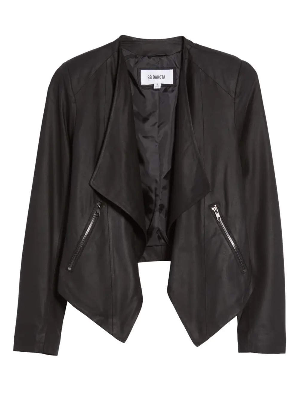 BB Dakota Leather Front Drape Jacket